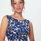 Printed Tie Back Long Dress - Day dress - navy blue