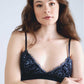 Athena Bralette Triangle Embroidery Lace Bra - Dark Blue