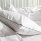 Classic Percale - Duvet Cover Set - White with Jade Green Piped Edge
