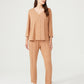Plus Size Loungewear Set - Light Brown - Ocoza