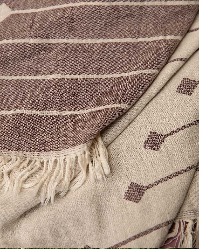 Cotton Southwestern Peshtemal Towel - Wine