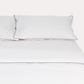 Classic Percale - Core Bedding Set - White with Navy Blue Piped Edge