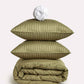 Sateen Stripe - Core Bedding Set - Oil Green & White