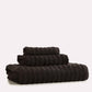 Ribbed Soft Cotton Towel Set - Black (3 Towels)