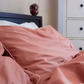 Classic Percale - Duvet Cover Set - Peach with White Piped Edge