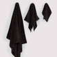 Ribbed Soft Cotton Towel Set - Black (3 Towels)