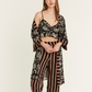 Flower Printed Pyjama Set with Dressing Gown - Black
