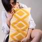 Zigzag Embroidery Cushion Cover - Mustard & Blush