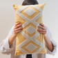 Zigzag Embroidery Cushion Cover - Yellow & Grey