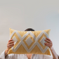 Zigzag Embroidery Cushion Cover - Yellow & Grey